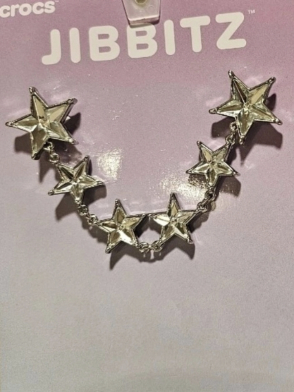 Two Authentic Silver Star Chain Crocs Jibbitz NWT